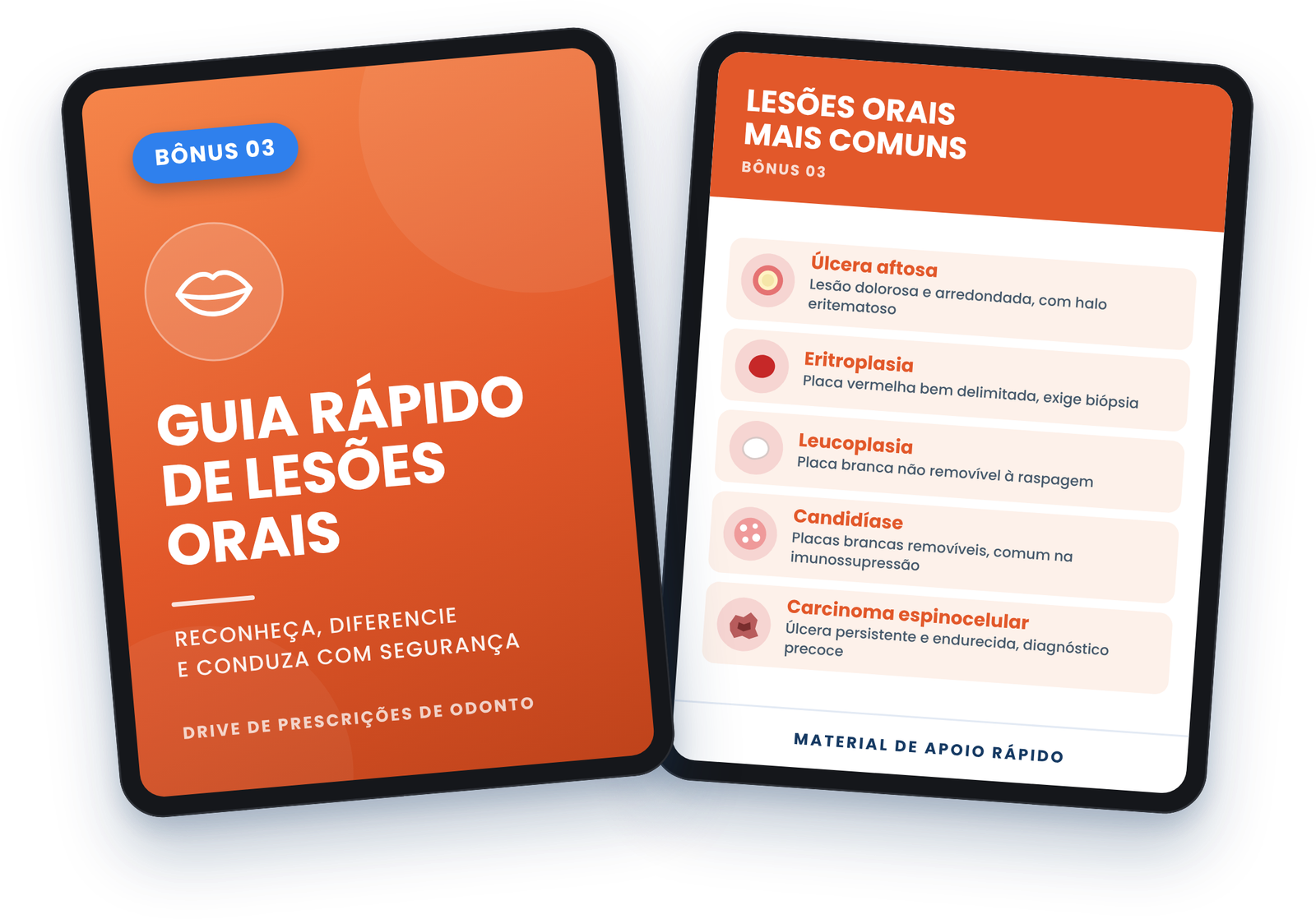 Mockup do bônus Guia rápido de lesões orais